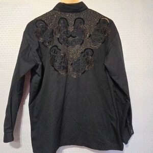 Vintage CC Sportswear Women's Black Western Shirt M‎ Embroidered Appliqué...